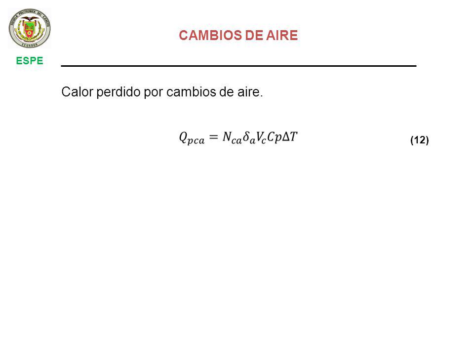CAMBIOS DE AIRE ESPE Calor perdido por cambios de aire. (12)