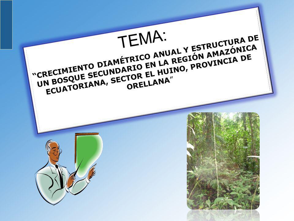 TEMA: CRECIMIENTO DIAMÉTRICO ANUAL Y ESTRUCTURA DE UN BOSQUE SECUNDARIO EN LA REGIÓN AMAZÓNICA ECUATORIANA, SECTOR EL HUINO, PROVINCIA DE ORELLANA