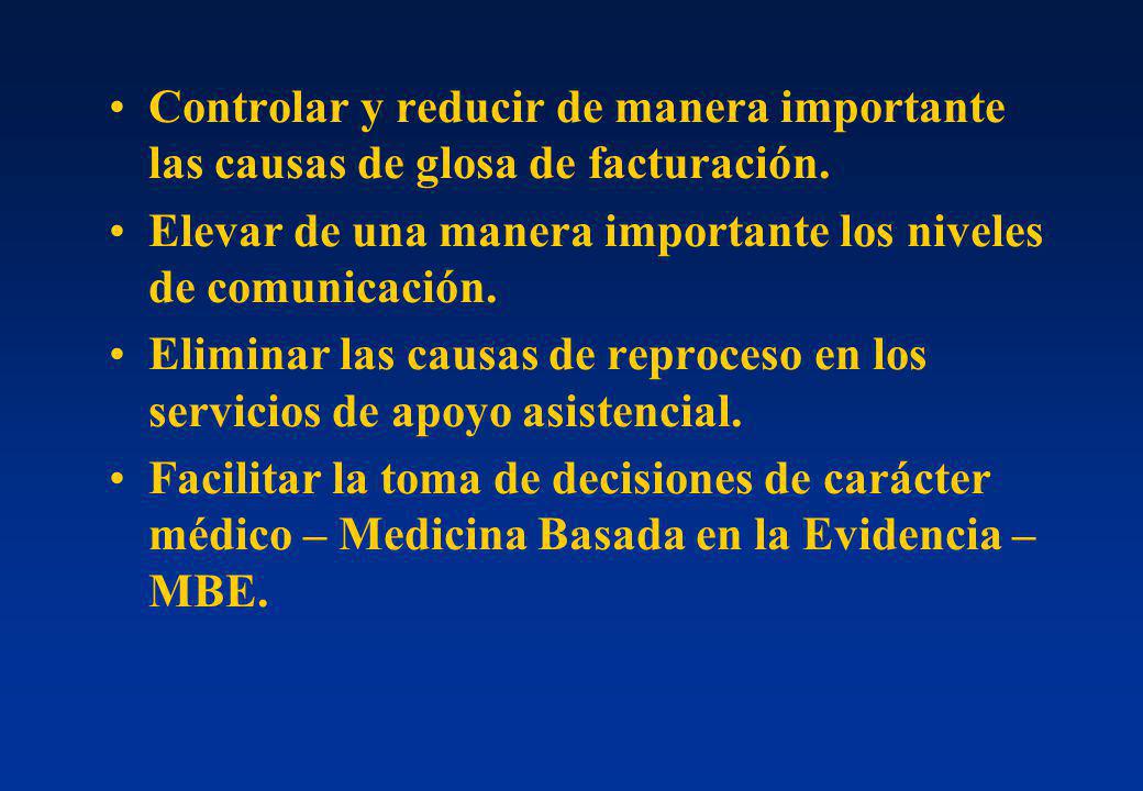 Controlar y reducir de manera importante las causas de glosa de facturación.
