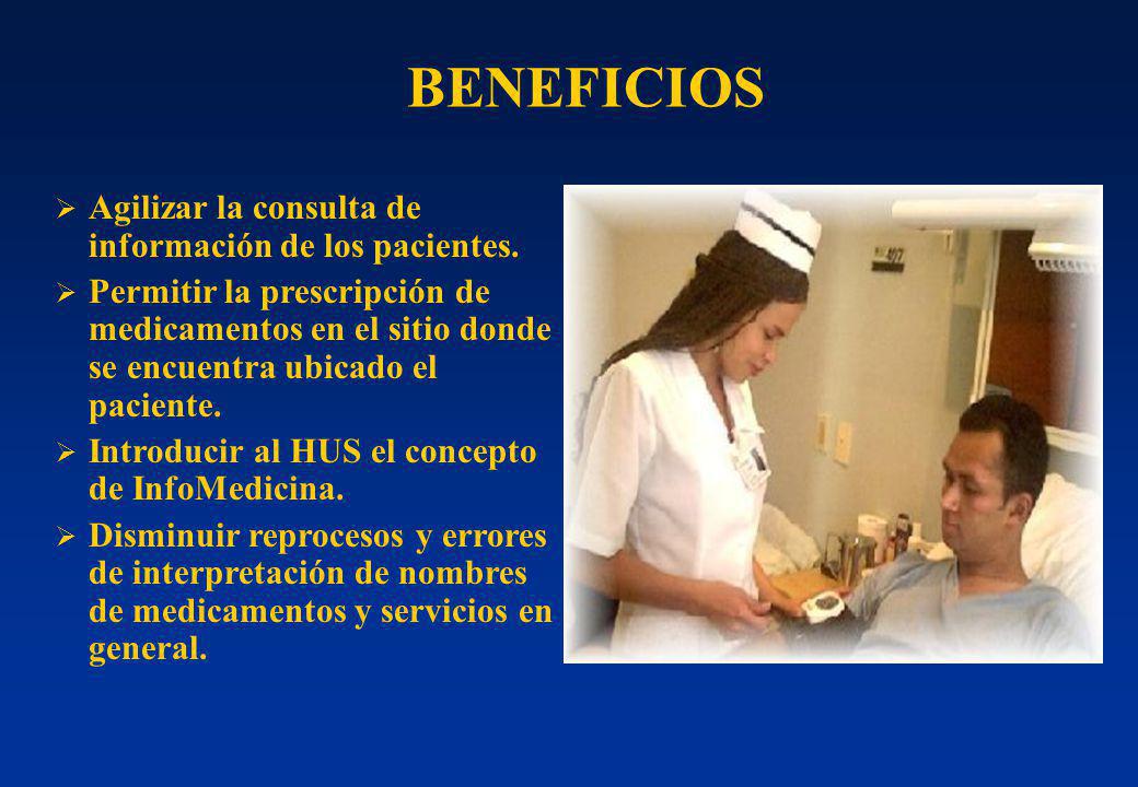 BENEFICIOS Agilizar la consulta de información de los pacientes.