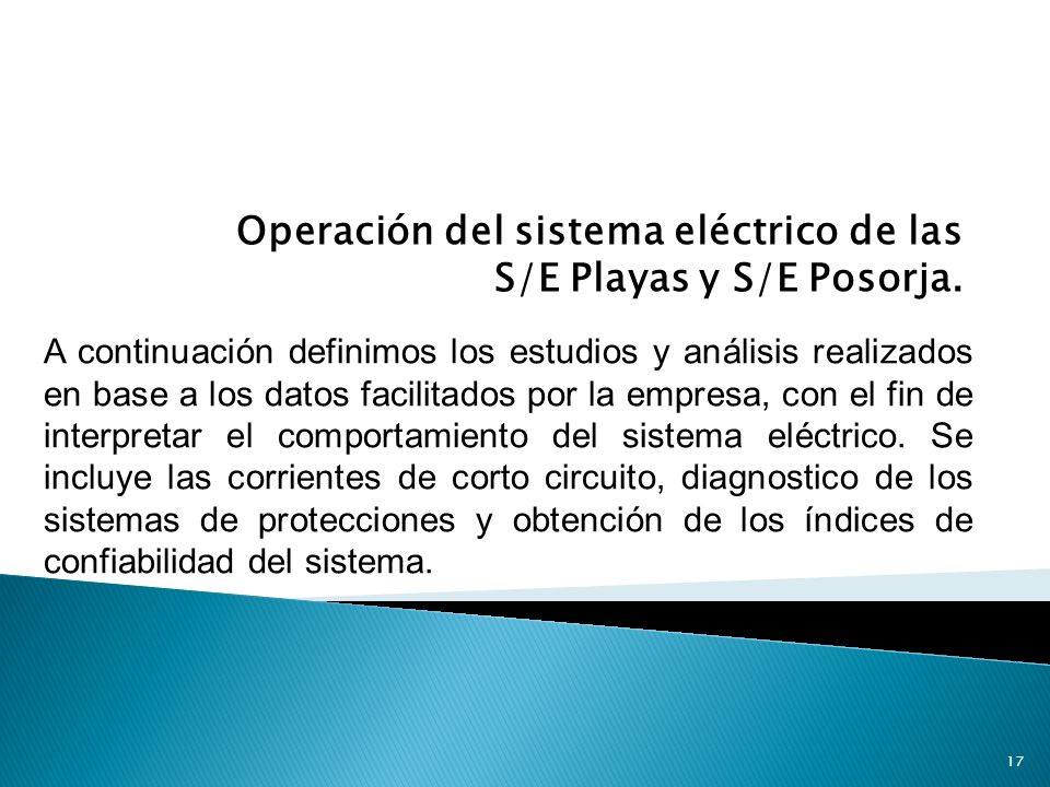 Operación del sistema eléctrico de las S/E Playas y S/E Posorja.