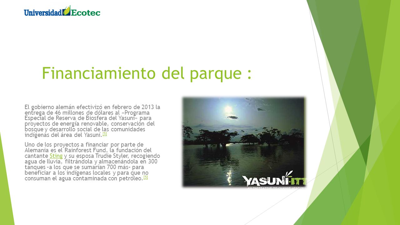 Financiamiento del parque :