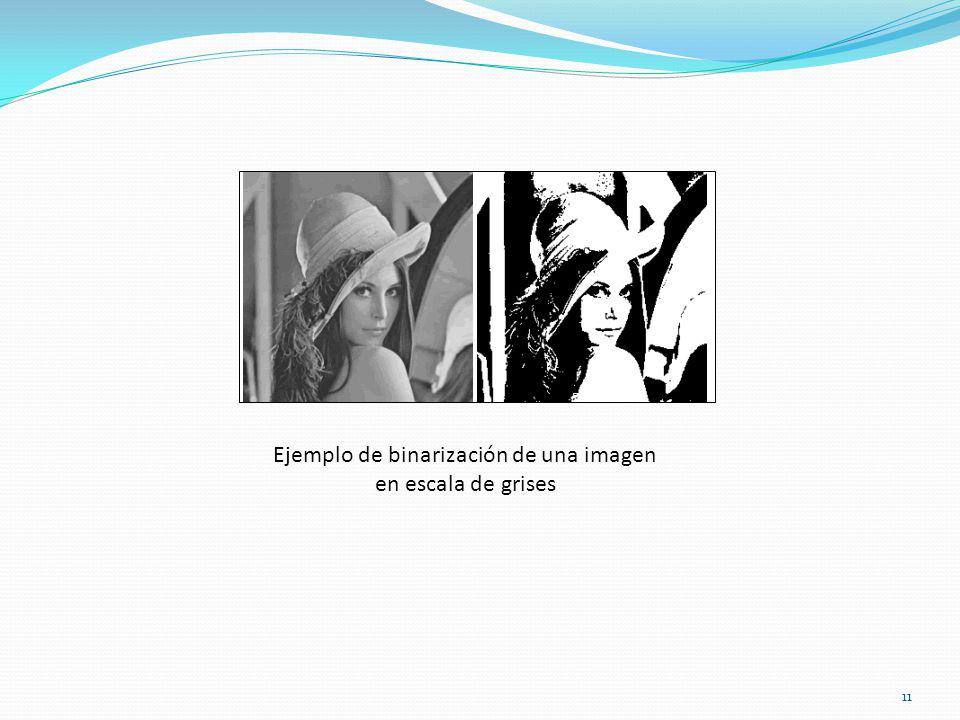 Ejemplo de binarización de una imagen en escala de grises