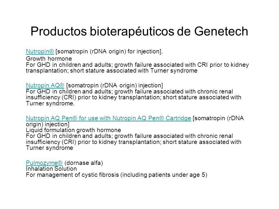 Productos bioterapéuticos de Genetech