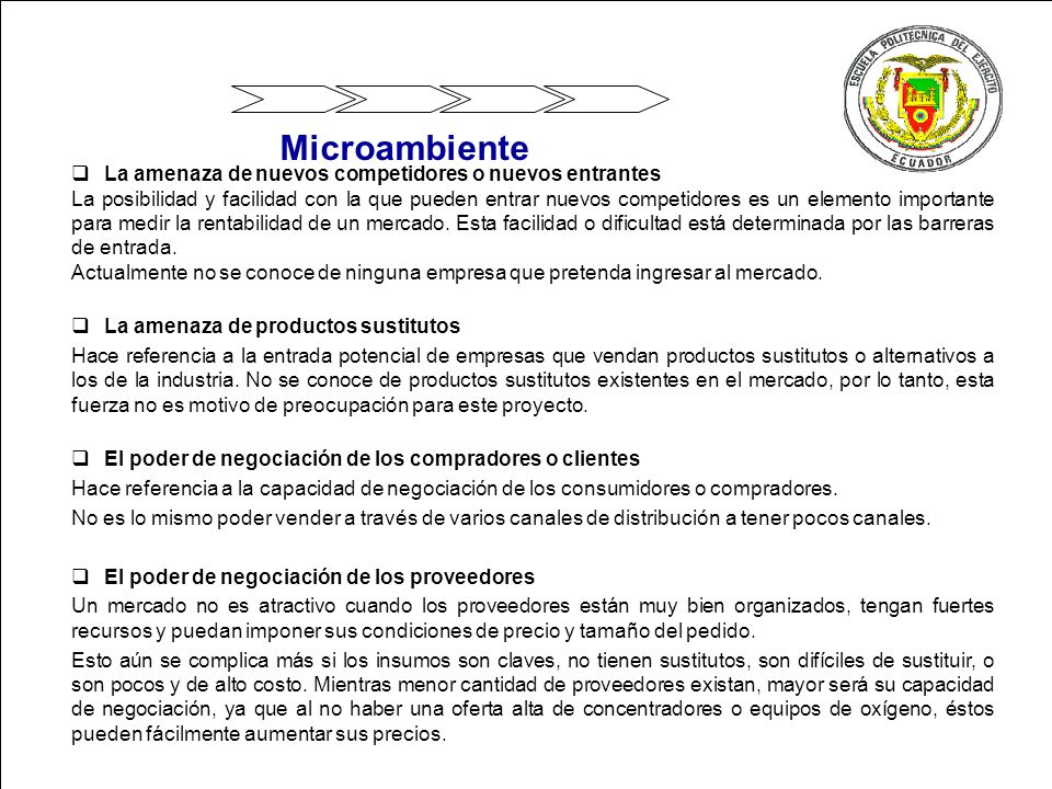 Microambiente La amenaza de nuevos competidores o nuevos entrantes