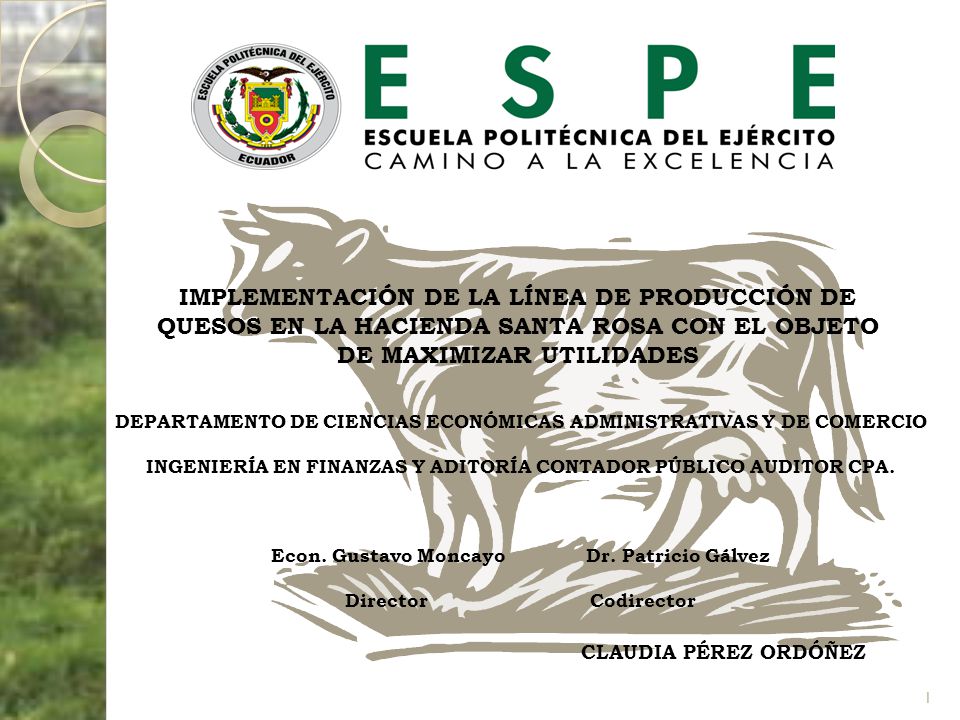 IMPLEMENTACIÓN DE LA LÍNEA DE PRODUCCIÓN DE QUESOS EN LA HACIENDA SANTA ROSA CON EL OBJETO DE MAXIMIZAR UTILIDADES