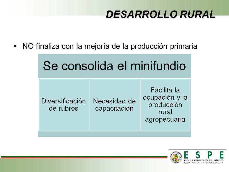 DESARROLLO RURAL NO finaliza con la mejoría de la producción primaria