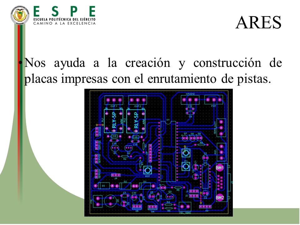 ARES Nos ayuda a la creación y construcción de placas impresas con el enrutamiento de pistas.