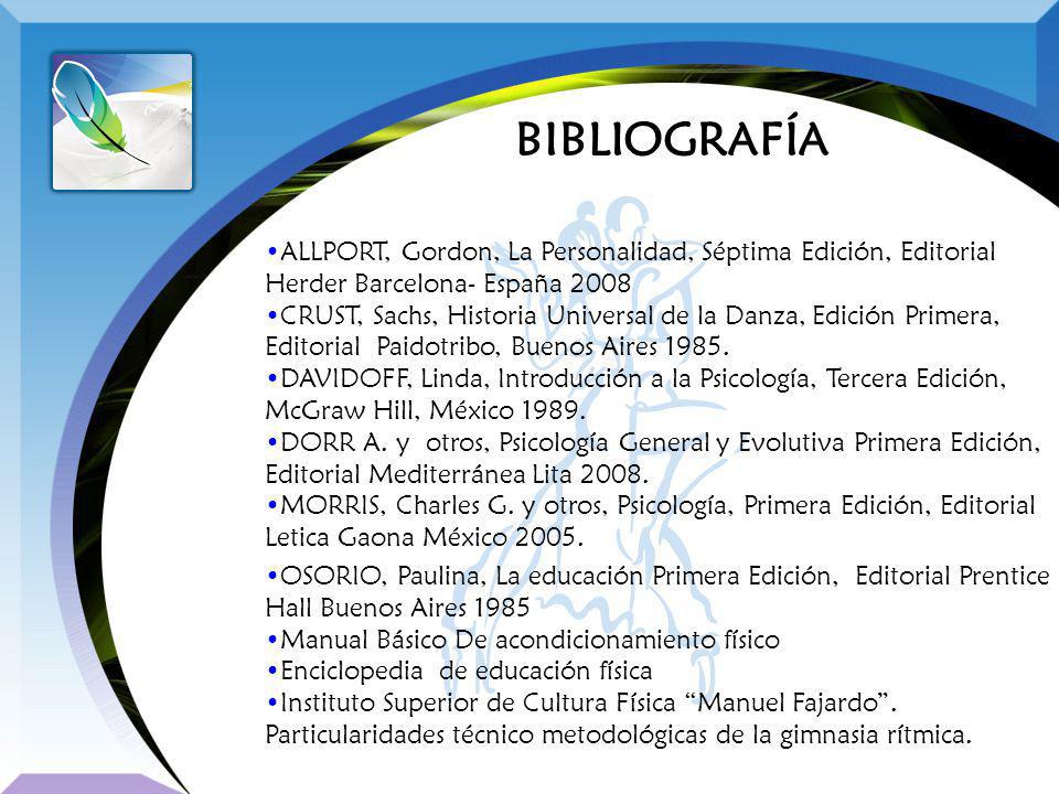 BIBLIOGRAFÍA ALLPORT, Gordon, La Personalidad, Séptima Edición, Editorial Herder Barcelona- España