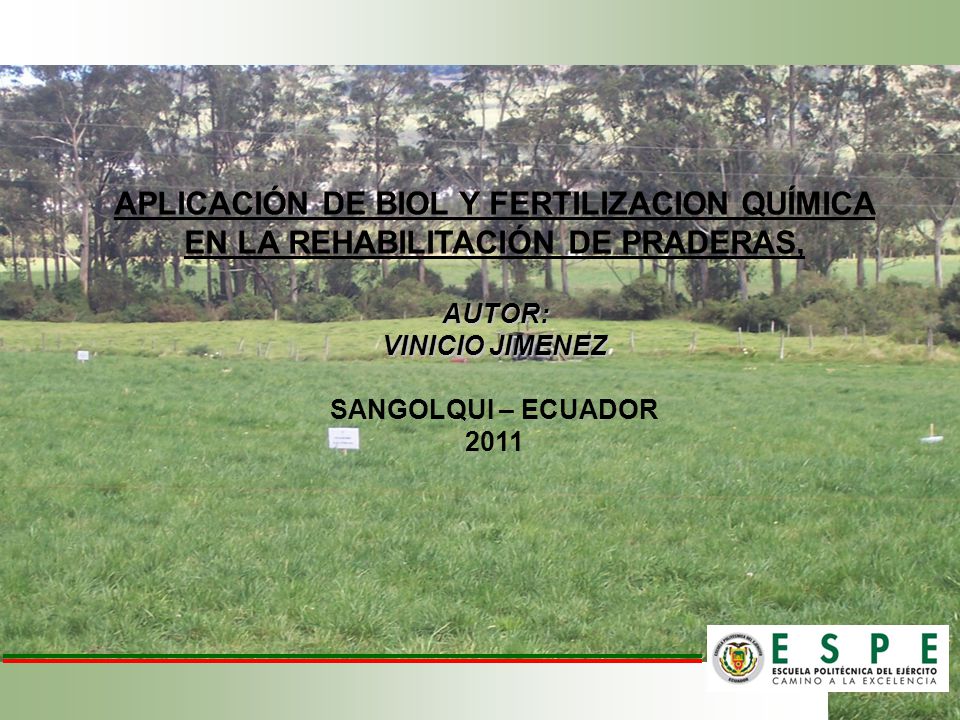 APLICACIÓN DE BIOL Y FERTILIZACION QUÍMICA EN LA REHABILITACIÓN DE PRADERAS,