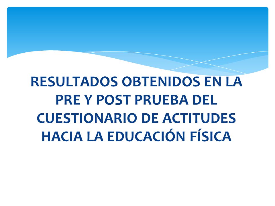 RESULTADOS OBTENIDOS EN LA PRE Y POST PRUEBA DEL CUESTIONARIO DE ACTITUDES HACIA LA EDUCACIÓN FÍSICA