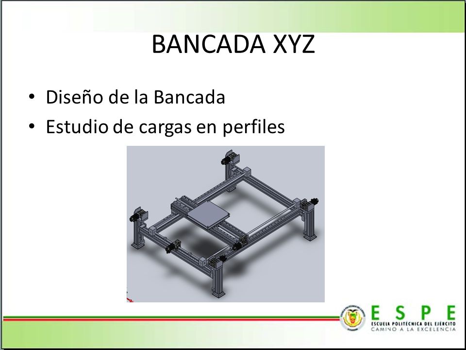 BANCADA XYZ Diseño de la Bancada Estudio de cargas en perfiles