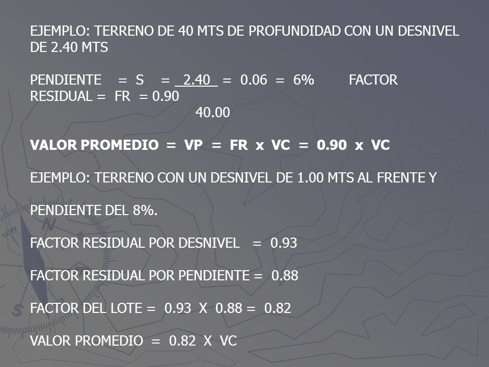 EJEMPLO: TERRENO DE 40 MTS DE PROFUNDIDAD CON UN DESNIVEL DE 2.40 MTS