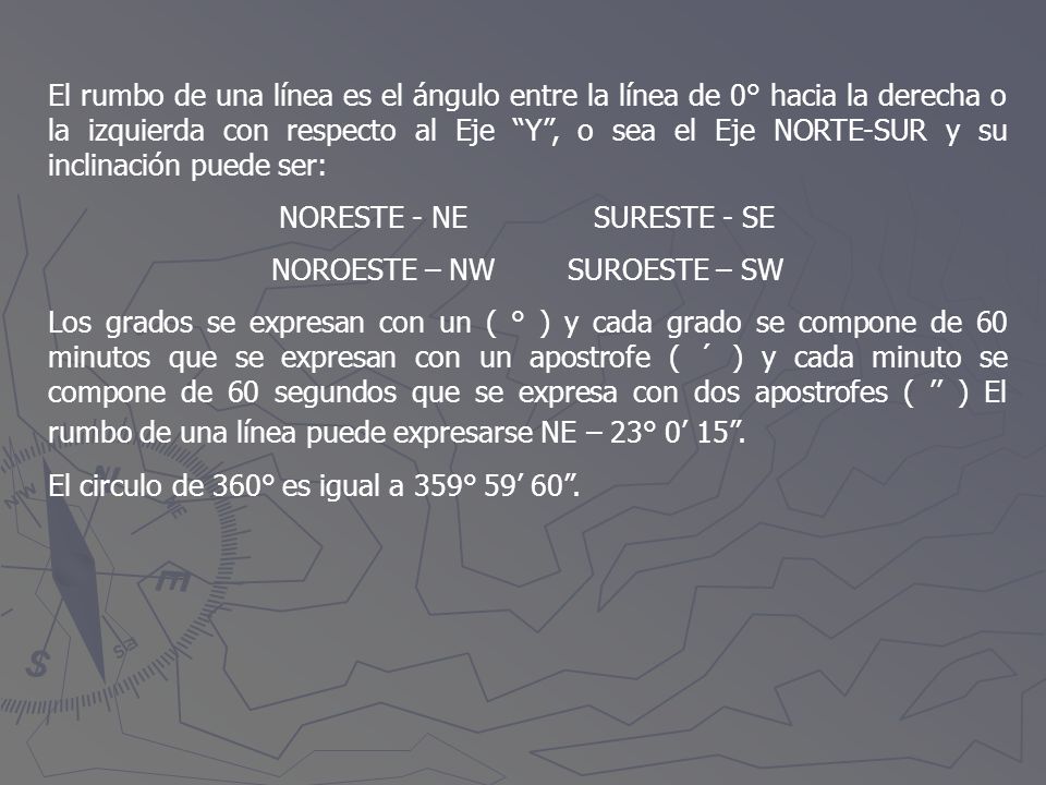 NORESTE - NE SURESTE - SE NOROESTE – NW SUROESTE – SW