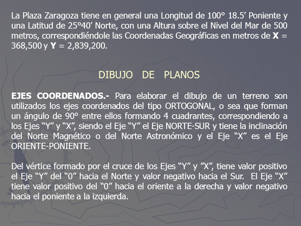 La Plaza Zaragoza tiene en general una Longitud de 100° 18
