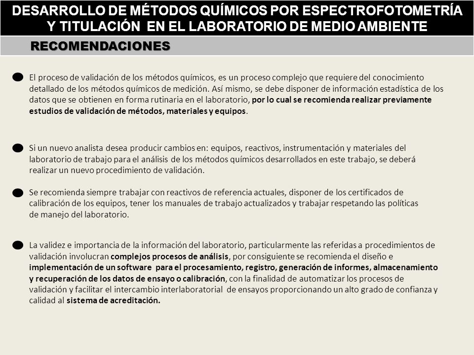 DESARROLLO DE MÉTODOS QUÍMICOS POR ESPECTROFOTOMETRÍA Y TITULACIÓN EN EL LABORATORIO DE MEDIO AMBIENTE
