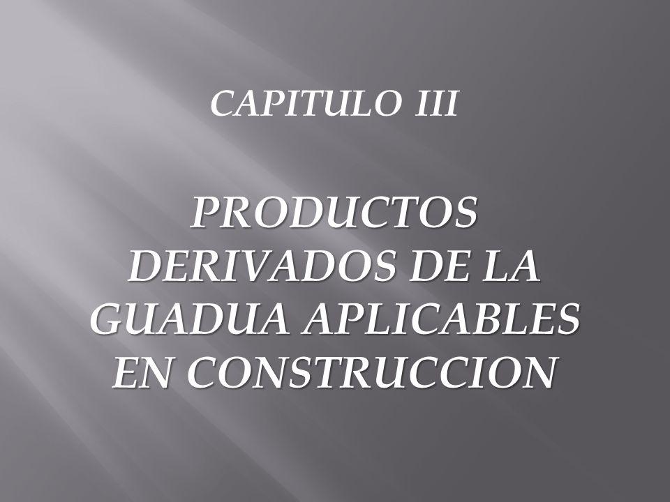 PRODUCTOS DERIVADOS DE LA GUADUA APLICABLES EN CONSTRUCCION