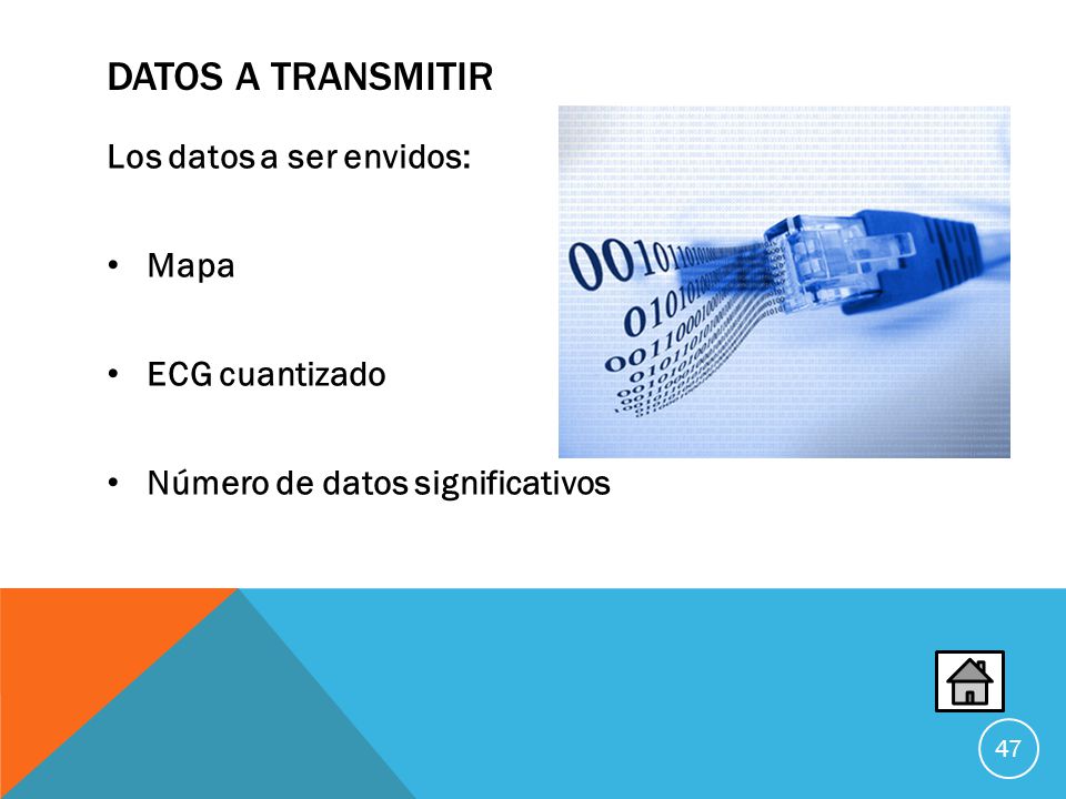 Datos a transmitir Los datos a ser envidos: Mapa ECG cuantizado
