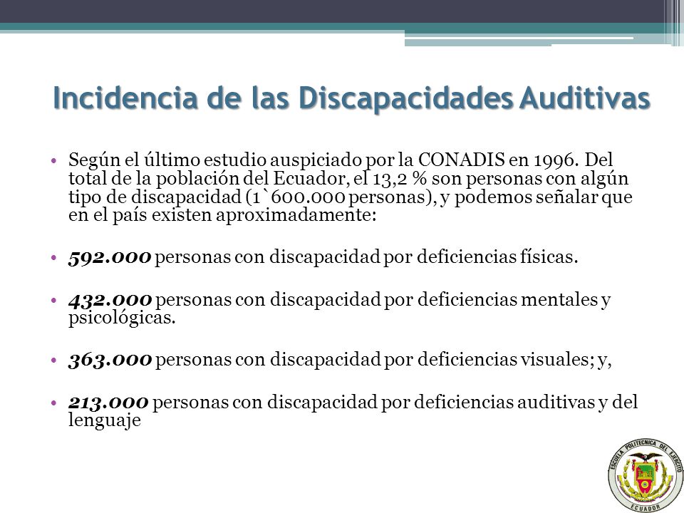 Incidencia de las Discapacidades Auditivas