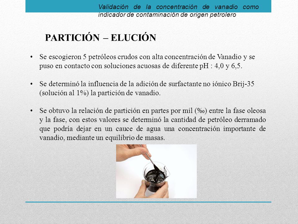 Validación de la concentración de vanadio como indicador de contaminación de origen petrolero
