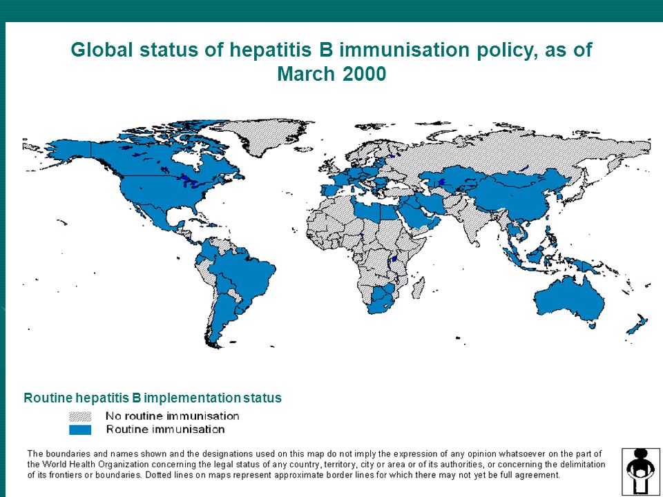 Global status of hepatitis B immunisation policy, as of March 2000