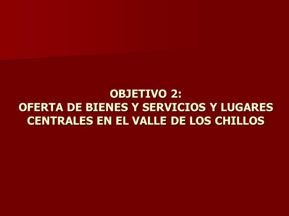 OBJETIVO 2: OFERTA DE BIENES Y SERVICIOS Y LUGARES CENTRALES EN EL VALLE DE LOS CHILLOS