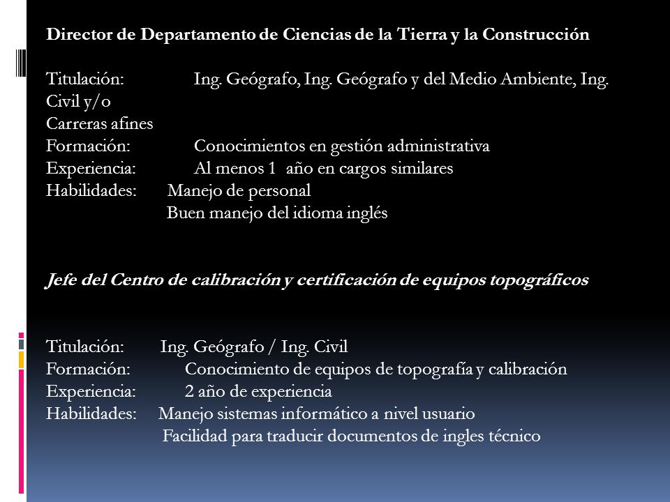 Director de Departamento de Ciencias de la Tierra y la Construcción