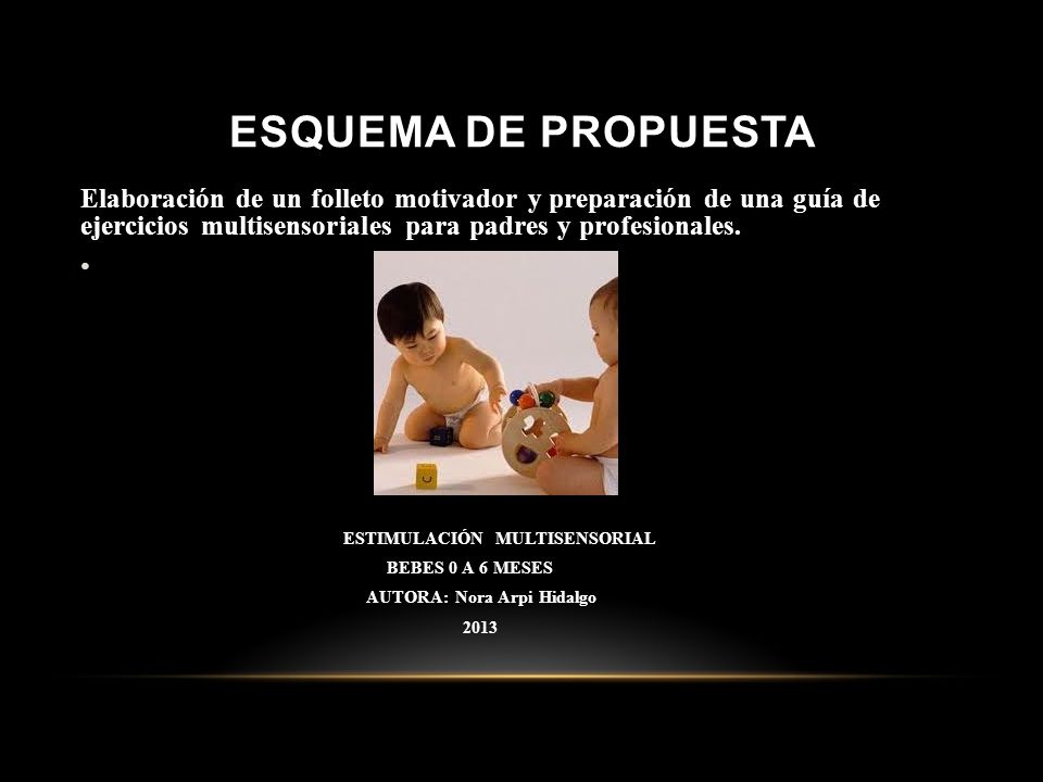 ESQUEMA DE PROPUESTA Elaboración de un folleto motivador y preparación de una guía de ejercicios multisensoriales para padres y profesionales.