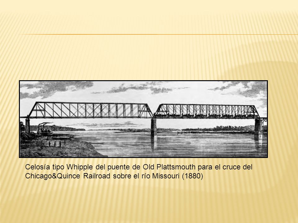 Celosía tipo Whipple del puente de Old Plattsmouth para el cruce del Chicago&Quince Railroad sobre el río Missouri (1880)
