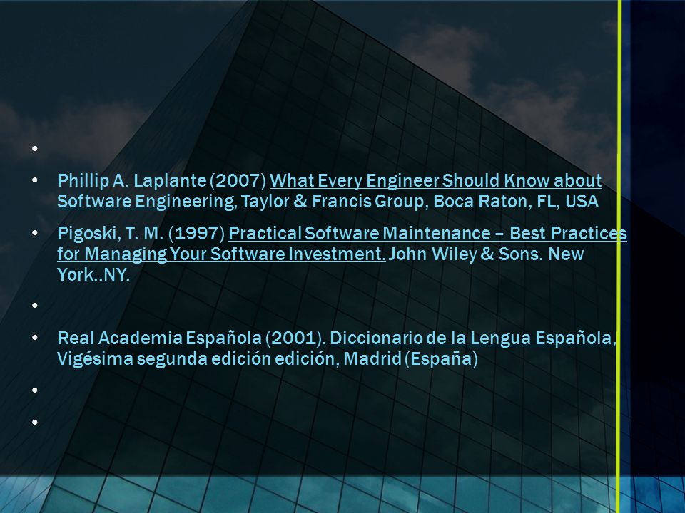 Phillip A. Laplante (2007) What Every Engineer Should Know about Software Engineering, Taylor & Francis Group, Boca Raton, FL, USA.