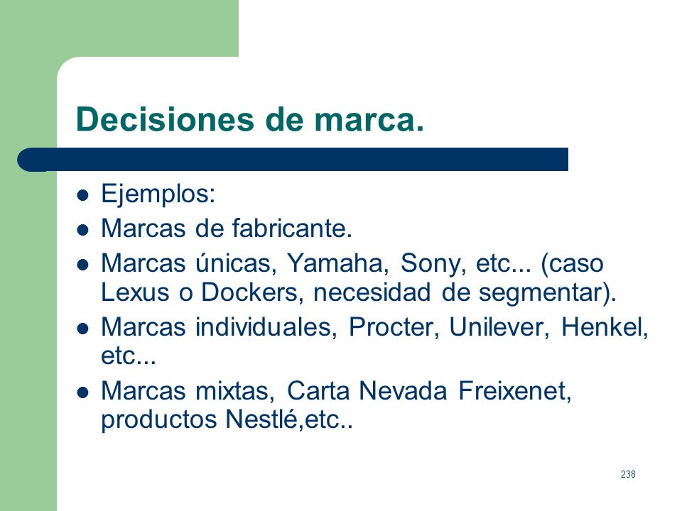 Decisiones de marca. Ejemplos: Marcas de fabricante.