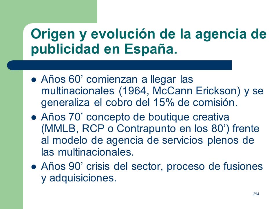 Origen y evolución de la agencia de publicidad en España.