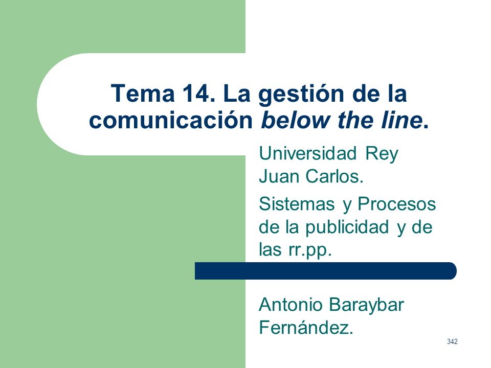 Tema 14. La gestión de la comunicación below the line.