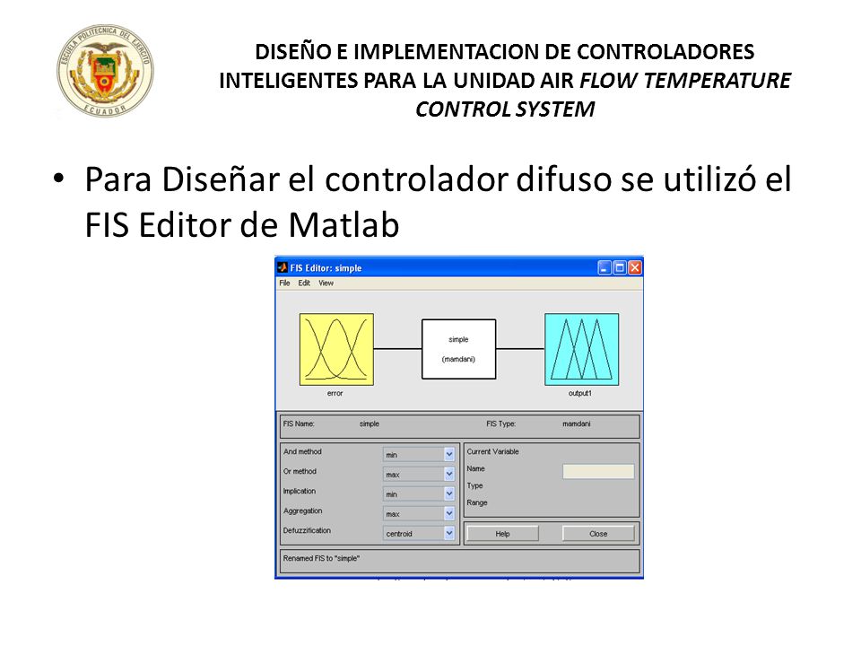 Para Diseñar el controlador difuso se utilizó el FIS Editor de Matlab