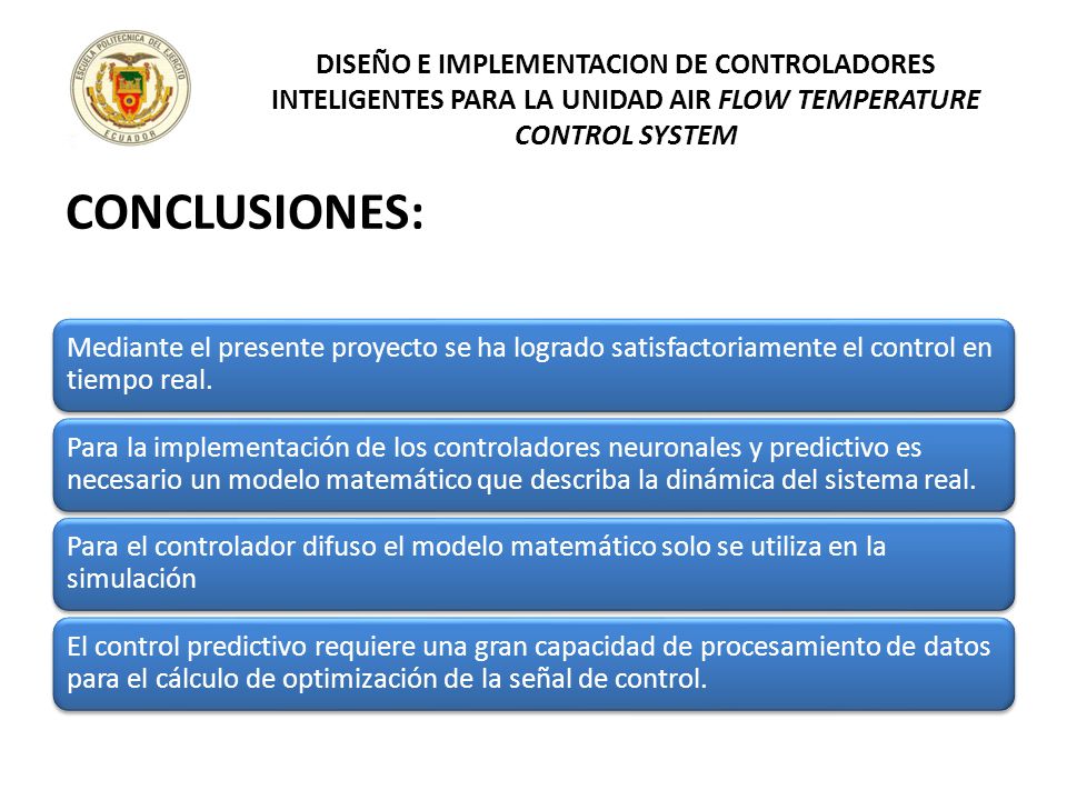 DISEÑO E IMPLEMENTACION DE CONTROLADORES INTELIGENTES PARA LA UNIDAD AIR FLOW TEMPERATURE CONTROL SYSTEM