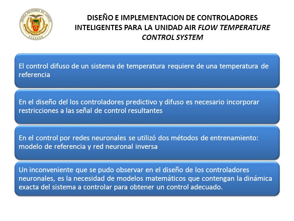 DISEÑO E IMPLEMENTACION DE CONTROLADORES INTELIGENTES PARA LA UNIDAD AIR FLOW TEMPERATURE CONTROL SYSTEM