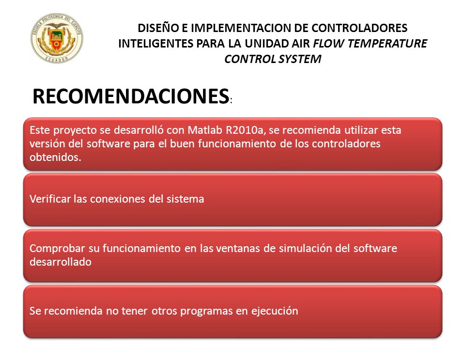DISEÑO E IMPLEMENTACION DE CONTROLADORES INTELIGENTES PARA LA UNIDAD AIR FLOW TEMPERATURE CONTROL SYSTEM