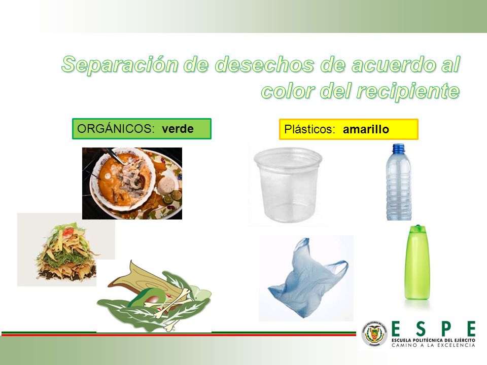 Separación de desechos de acuerdo al color del recipiente