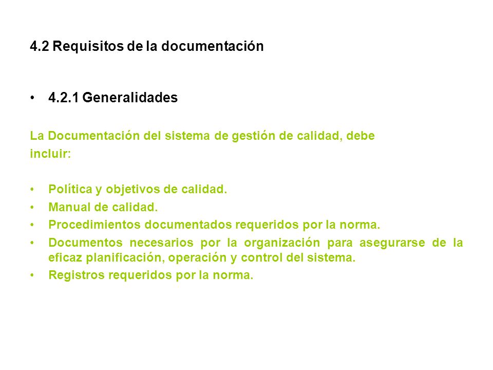 4.2 Requisitos de la documentación