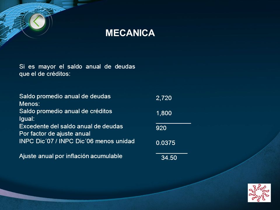 MECANICA Si es mayor el saldo anual de deudas que el de créditos: