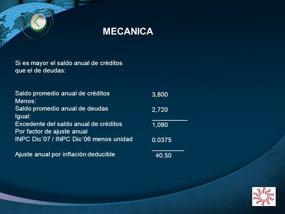 MECANICA Si es mayor el saldo anual de créditos que el de deudas: