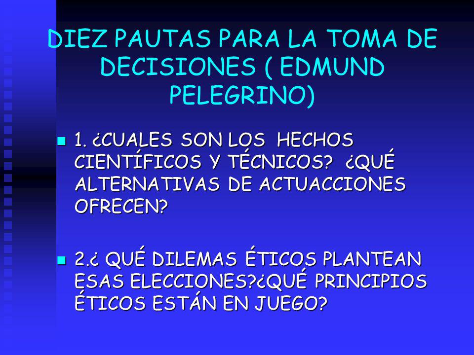 DIEZ PAUTAS PARA LA TOMA DE DECISIONES ( EDMUND PELEGRINO)