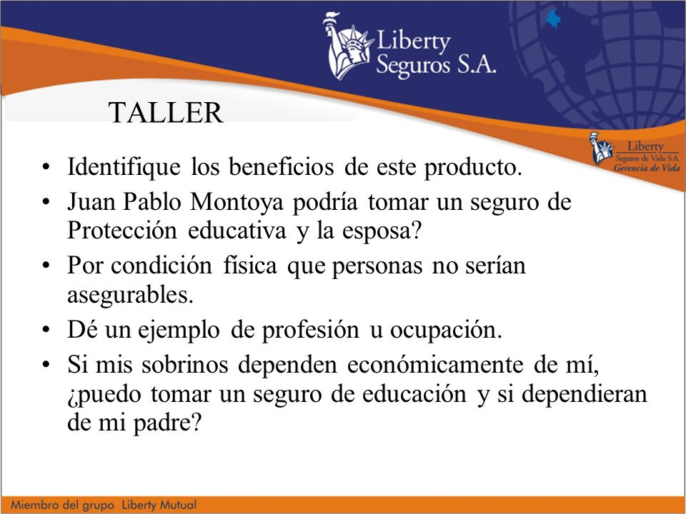 TALLER Identifique los beneficios de este producto.