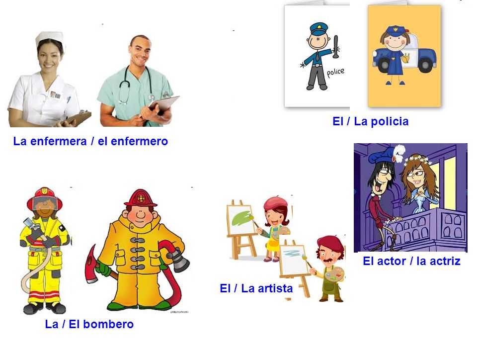 El / La policia La enfermera / el enfermero El actor / la actriz El / La artista La / El bombero