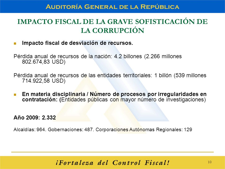 IMPACTO FISCAL DE LA GRAVE SOFISTICACIÓN DE LA CORRUPCIÓN