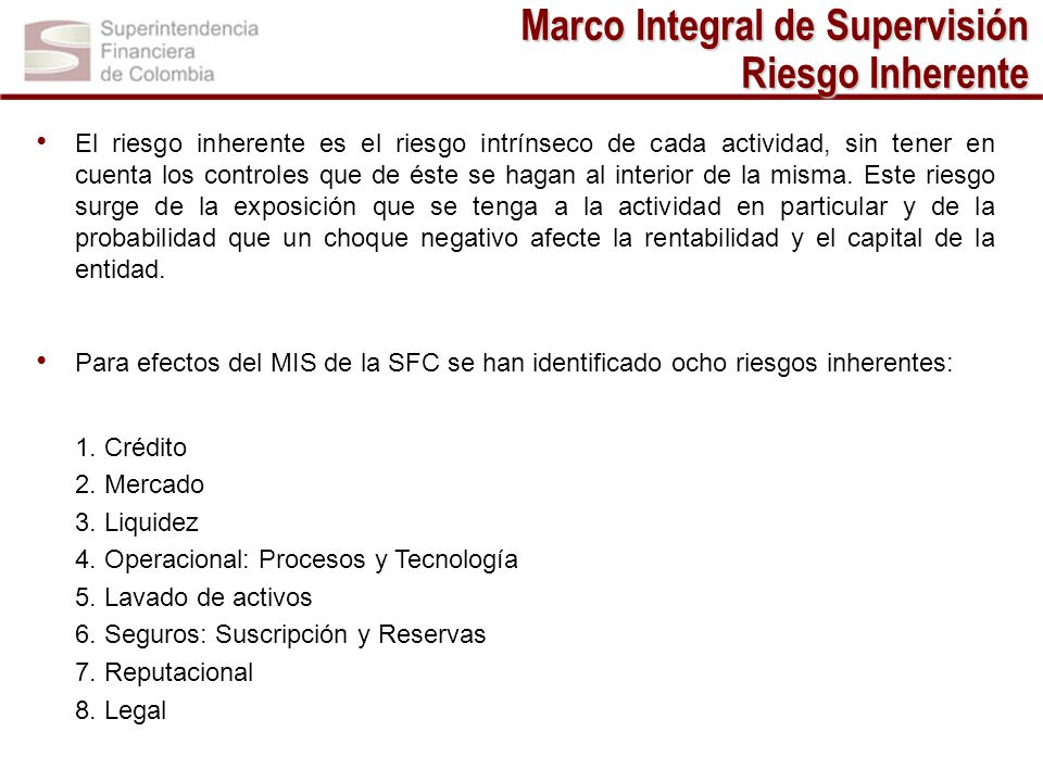 Marco Integral de Supervisión Riesgo Inherente