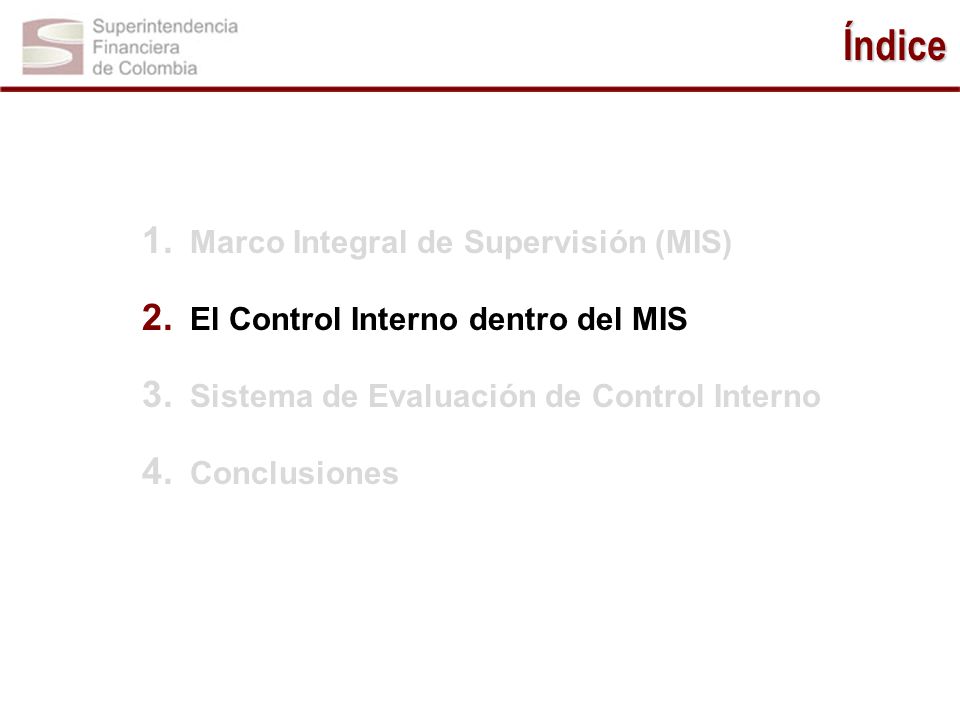 Índice Marco Integral de Supervisión (MIS)