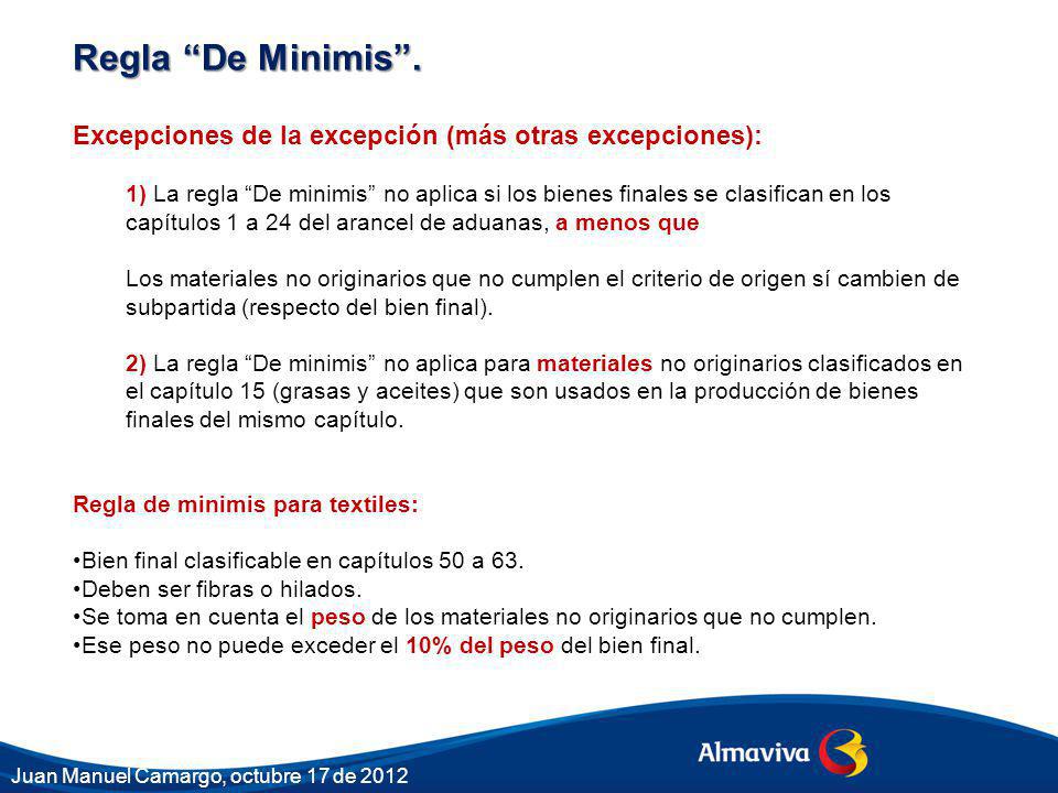Regla De Minimis . Excepciones de la excepción (más otras excepciones):