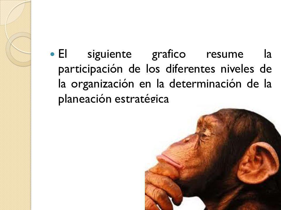El siguiente grafico resume la participación de los diferentes niveles de la organización en la determinación de la planeación estratégica