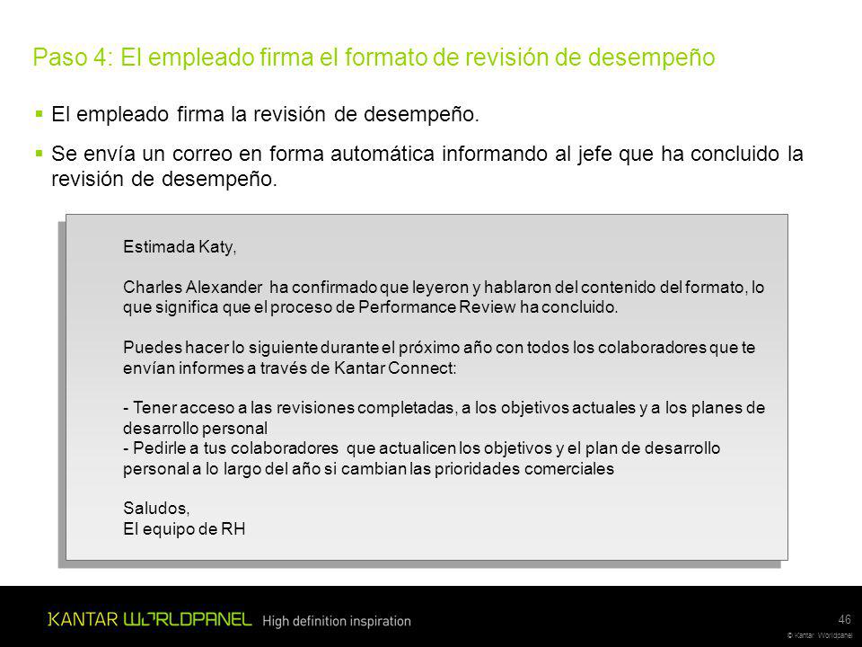 Paso 4: El empleado firma el formato de revisión de desempeño